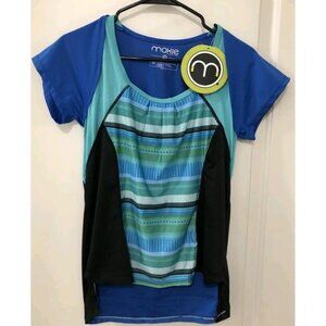 Moxie Cycling Women's Contour Wrap Jersey Tee Active Top Blue Green Size M $69